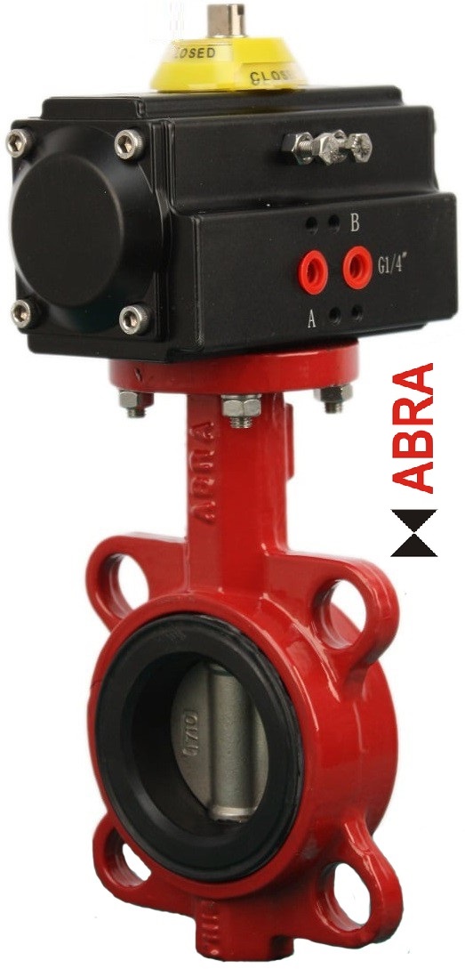 Затворы поворотные ABRA-BUV с пневмоприводом поворотным на 6 бар. Затвор поворотный ABRA BUV с пневмоприводом на пневмосистемы с давлением от 6 бар.