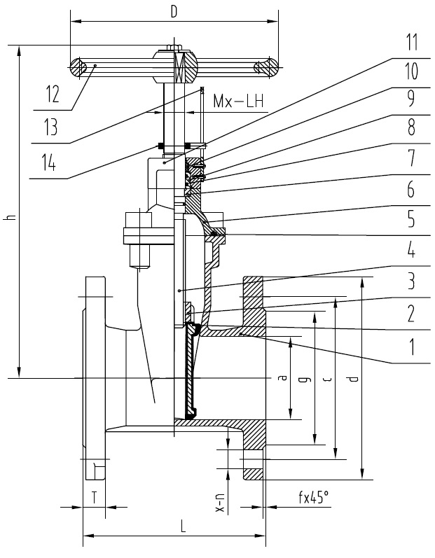 Задвижка фланцевая чугунная клиновая с обрезиненным клином пожарная с индикатором положения "Открыто"/"Закрыто" и невыдвижным штоком Ду 040-600 (1 1/2"-24") Ру 10 и Ру16 (Типа МЗВП)